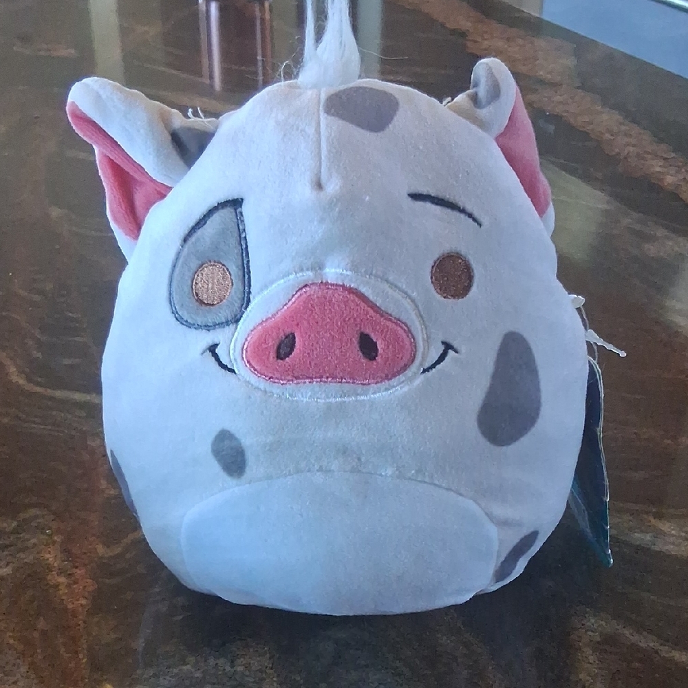 Disney Squishmallows Pua Plush with Pink and Gray Accents
